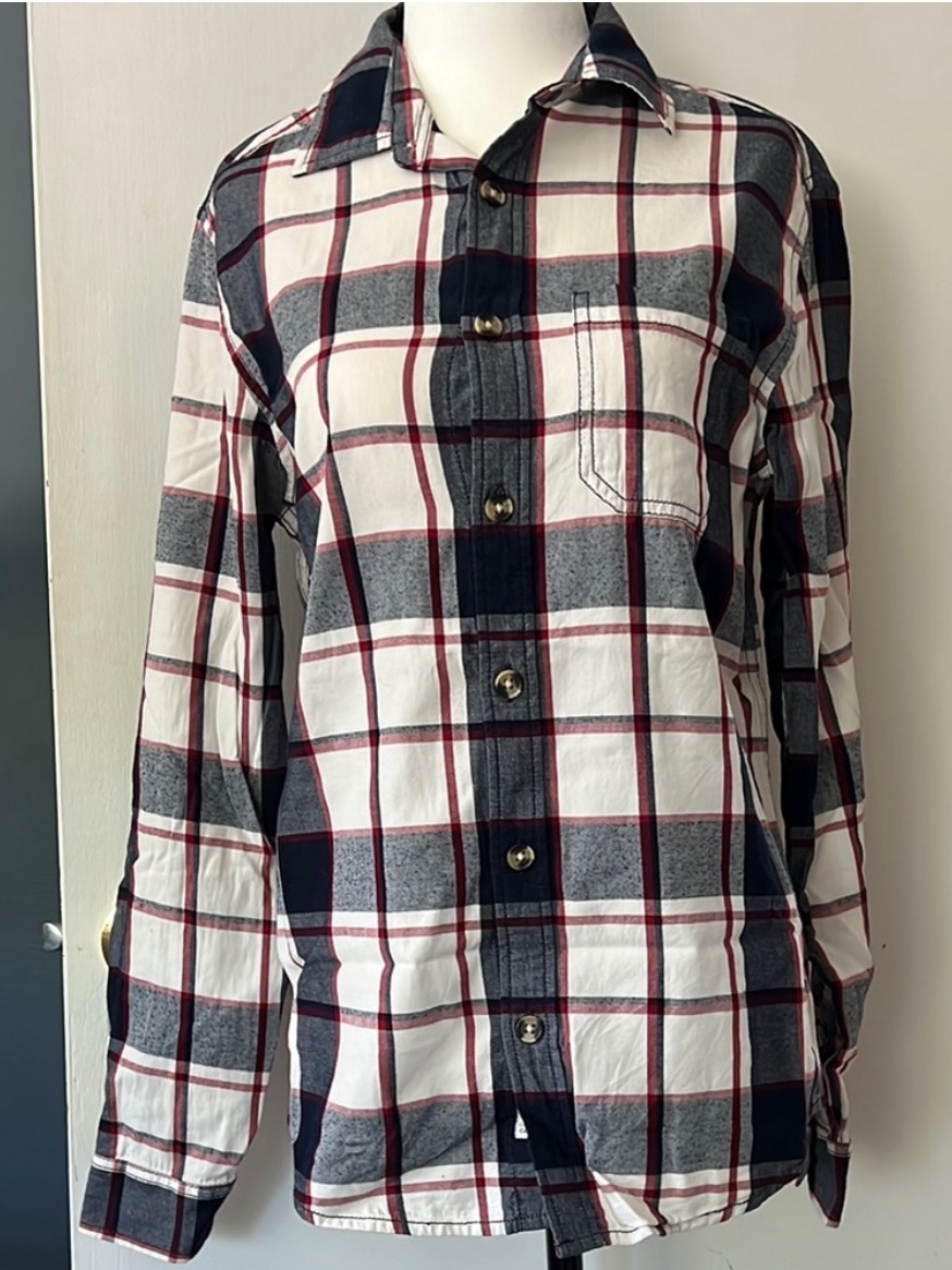 Roots Men’s Size Xs Classic Plaid Button-Up Shirt In Navy, White & Red